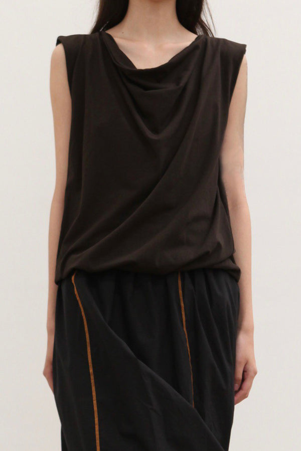 BASERANGE 25 Early Spring Organic Cotton Large Neckline Irregular Vest BAS-TOTUT-RC-SU25-FOVEA